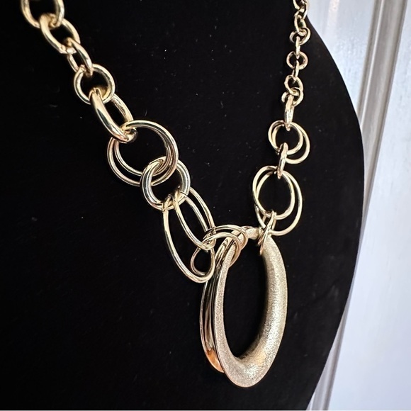 Layered Circle Chain Gold Tone Necklace - Picture 2 of 5